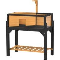 PawHut Wooden Tortoise House with Storage Shelf, Clear Observation Windows, Lamp Holder, Openable Top, Built-in Tray, Yellow