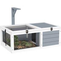 PawHut Wooden Tortoise Enclosure, Tortoise House w/ Lamp Holder, for Outdoor & Indoor - Light Grey