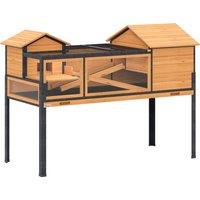 PawHut Wooden Tortoise House with Stand Legs, Clear Observation Windows, Ramps, Openable Top, Built-in Tray, Yellow