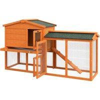 PawHut 2 Tier Rabbit Hutch with Run, Ramp, Slide-out Tray, for Garden, Yard, Orange Aosom UK