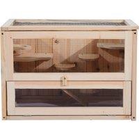 PawHut Wooden Hamster Cage Small Animal House Pets at Home, 60 x 35 x 42 cm Aosom UK