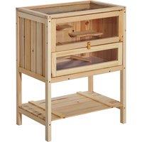 Pawhut 3 Tiers Wooden Hamster Cage Fir Wood Mouse Guinea Rodent Mice House Pet Play Small Animals 60L40W80H cm