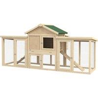 PawHut Large Chicken Coop with Run Backyard Hen House Poultry Coops Cages with Nesting Box Wooden 204 x 85 x 93cm Aosom UK