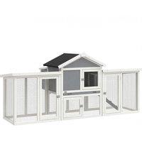 PawHut Large Chicken Coop, Wooden Outdoor Chicken Cage Poultry Hen House with Nesting Box