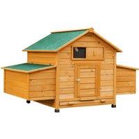 PawHut Wooden Chicken Coop with Nesting Boxes and Tray, for 2-4 Chicken, 150 x 100 x 96.5cm, Yellow