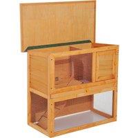 Pawhut Wooden 90cm 2 Tiers Rabbit Hutch Aosom UK