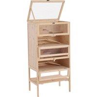 PawHut Hamster Cage Wooden Mouse Rodent Small Pet Animals 4 Layers Tall Bottom Storage Shelf Easy Clean