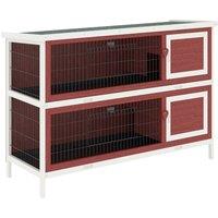 Pawhut Two Floors Wooden Rabbit Hutch Small Pet Animal Guinea Pig Ferret Bunny House Cage for Indoor and Outdoor 136.4x50x93cm