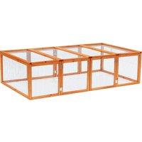 PawHut 6ft Wooden Spacious Rabbit Hutch with Wire Mesh Openable Roof Play Space for Outdoor Natural Wood Finish Aosom UK