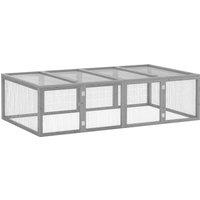PawHut Wooden Rabbit Hutch Cage 6ft with Wire Mesh, Openable Roof, Play Space for Outdoor, Grey
