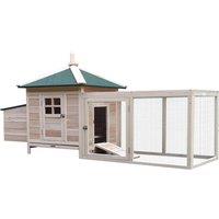 PawHut Chicken Coop Hen House Rabbit Hutch Poultry Cage Pen Outdoor Backyard with Nesting Box Run 196 x 76 x 97cm Natural