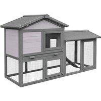 PawHut Wooden Double Tier Rabbit Guinea Pig Hutch Small Animal House Water Resistant Roof Ramp 147 x 54 x 84 cm