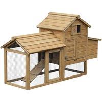 Pawhut Chicken Coop Hen Cage Small Animal Hutch Nesting Box w/Outdoor Run 150.5 x 54 x 87 cm