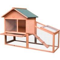 PawHut Small Animal Two-Level Fir Wood Hutch w/ Slide Out Tray Red/Brown