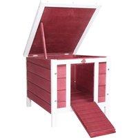 PawHut Rabbit Hutch, Wooden, Durable with Weatherproof Roof, 51 x 42 x 43 cm, Red Aosom UK