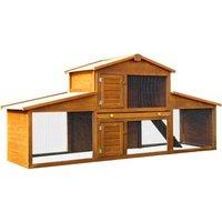 PawHut Small Animal Deluxe XXL Fir Wood 2-Tier Hutch Natural Wood Tone