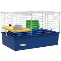 PawHut Chinchillas Small Rabbit Guinea Pig Small Animal Cage, Pet Playhouse, with Platform, Ramp, 71 x 46 x 47cm, Blue Aosom UK