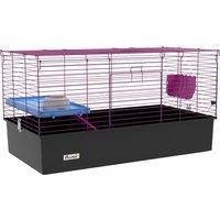 PawHut Chinchillas Small Rabbit Guinea Pig Small Animal Cage, Pet Playhouse, with Platform, Ramp, 99 x 52 x 53cm, Black Aosom UK