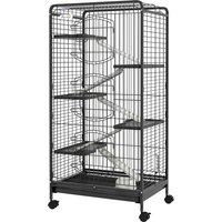 PawHut Five-Level Tall Small Animal Cage, Removable Platforms, Easy Clean, 131cm, Black Aosom UK
