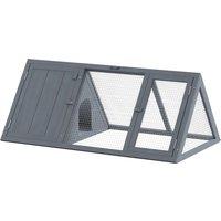 PawHut Rabbit Hutch, Wooden Guinea Pig Hutch with Run and Doors, Outdoor Triangle Bunny House for Rabbits,Duck and Chicken