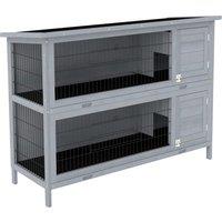 PawHut Rabbit Hutch Outdoor Guinea Pig Hutch Bunny Cage with No-Leak Trays, Divider, 136 x 50 x 93cm, Grey