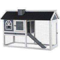 PawHut Guinea Pigs Hutches Wood Bunny Cage for Outdoor Indoor with Pull Out Tray Run Box Ramp Asphal