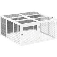 PawHut Rabbit Hutch with Openable Foldable Roof, Light Grey Aosom UK