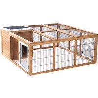 PawHut Rabbit Hutch Outdoor, Guinea Pig House, Bunny Run Cage with Openable Top for 12 Rabbits, 123 x 120 x 52cm, Yellow