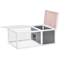 PawHut Indoor Outdoor Wooden Rabbit Hutch Small Animal Cage Pet Run Cover, with UV-resistant Asphalt roof and Water-repellent Paint