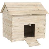 PawHut Wooden Duck House Poultry Coop for 2-4 Ducks with Openable Roof Raised Feet Air Holes Natural Aosom UK
