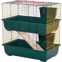 PawHut Small Animal Cage Habitat with Accessories 3 Openable Doors 2-Story Large Pet Play House for Chinchillas Puppy Guinea Pig 80 x 44 x 82 cm