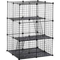 PawHut Pet Playpen, DIY Small Animal Cage with Metal Wire Fence, 39 Panels, 3 Doors, 2 Ramps, for Kitten, Bunny, Black. Aosom UK