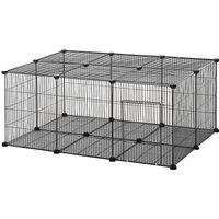PawHut DIY Pet Playpen, Small Animal Metal Cage with Door, 22 Pieces, for Bunny, Chinchilla, Hedgehog, Guinea Pig Aosom UK