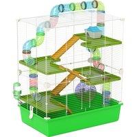 PawHut Hamster Cage w/ Water Bottle, Exercise Wheel, Tubes, Ramps - Green Aosom UK