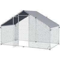 PawHut Large Chicken Coop, Covered Run for Chickens, Galvanised Hen House with Water-Resist Cover, 3 x 1.7 x 1.9m Aosom UK