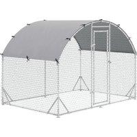 PawHut Chicken Run Coop, Galvanized Walk In Chicken House, Hen Poultry House Cage, Rabbit Hutch Playpen w/ Water-Resist Cover Outdoor, 2.8 x 1.9 x 2m