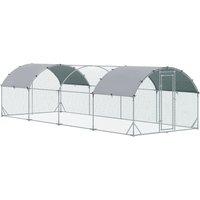 PawHut Walk In Chicken Run Galvanised Chicken Coop Hen Poultry House Cage Pet Playpen Garden with Water-Resist Covers