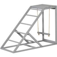 PawHut Interactive Chicken Coop Toy Set, Wooden with Swing, Ladder, Platform, Entertaining Pet Accessory, Grey Aosom UK