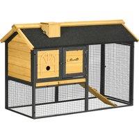 PawHut Rabbit Hutch Outdoor Bunny Cage with Run, Removable Tray, Ramp, Small Animal House, 120 x 55.5 x 80 cm