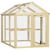 PawHut Large Chicken Run, Wooden Chicken coop, with Combinable Design - Natural Wood Finish
