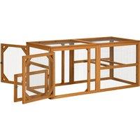 PawHut Wooden Chicken Coop with Perches, Doors, Combinable Design, for 2-4 Chickens - Natural Wood Colour Aosom UK