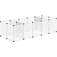 PawHut Small Pet Playpen: DIY 18-Panel Portable Metal Wire Cage for Guinea Pigs & Hedgehogs, 175x70x45cm, White Aosom UK
