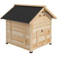 PawHut Wooden Duck House with Double Doors, Openable Roof, Ventilation Holes, Removable Base, Natural Wood Finish