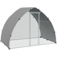 PawHut Galvanised Outdoor Chicken Coop with Cover, for 4-6 Chickens, Hens, Ducks, Rabbits, 3 x 1.9 x 2.2m - Silver Tone Aosom UK