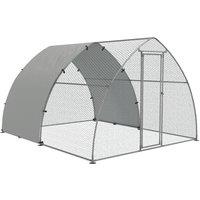 PawHut Galvanised Chicken Coop Outdoor with Cover, for 8-12 Chickens, Hens, Ducks, Rabbits, 3 x 3.8 x 2.2m - Silver Tone
