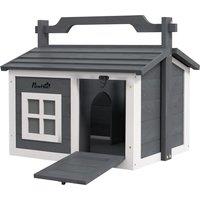 PawHut Indoor Rabbit Hutch, Portable Small Animal House Outdoor with Top Handle, Openable Roof - Grey Aosom UK