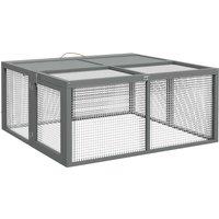PawHut Wooden Folding Rabbit Hutch, Grey Aosom UK