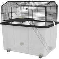 PawHut Two-Tier Gerbil Cage, Hamster Cage for Dwarf Hamster, Syrian Hamster w/ Wheels, Deep Bottom, Food Dish, Water Bottle