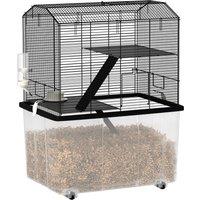 PawHut Three-Tier Gerbil Cage, Hamster Cage for Dwarf Hamster, Syrian Hamster w/ Wheels, Deep Bottom, Food Dish, Water Bottle