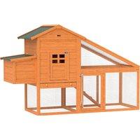 PawHut Wooden Chicken Coop with Run, Nesting Box, Slide-out Tray, Ramp, Perches, Asphalt Roof, 179 x 67 x 115cm Aosom UK